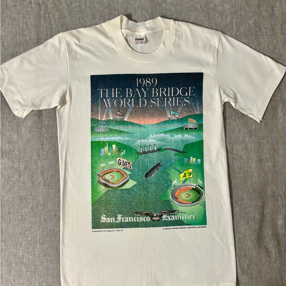 San Francisco Examiner 1989 Bay Bridge World Series T-Shirt - white